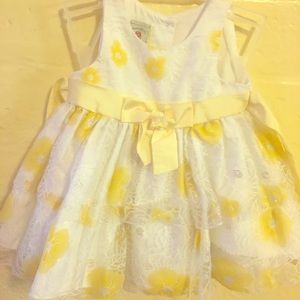 Yellow and white ruffle infant dress
